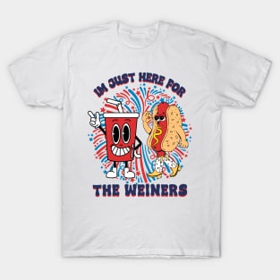 4Th Of July Hot Dog I'm Just Here For The Wieners T-Shirt